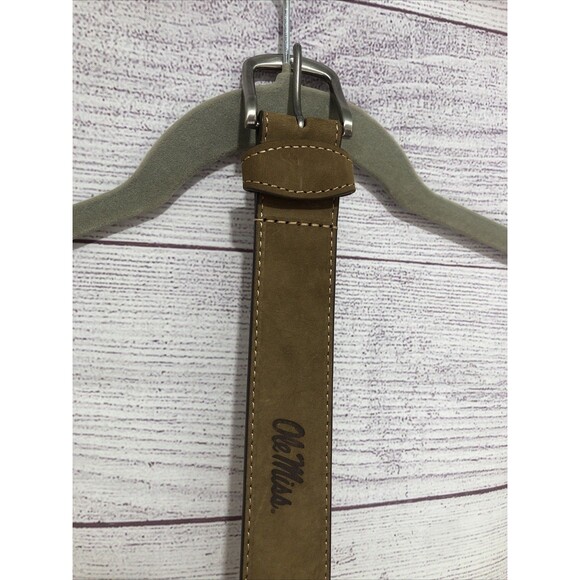 ZEP-PRO Full Grain Leather Suede XL 29”-33” Youth Belt Ole Miss Embossed NWOT - Picture 4 of 7